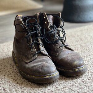Vintage Dr Doc Martens Docs 101 Leather Brown Womens Combat Boots Size UK 7 US 9